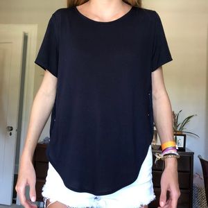 NAVY ZARA TOP with side button detailing SZ S